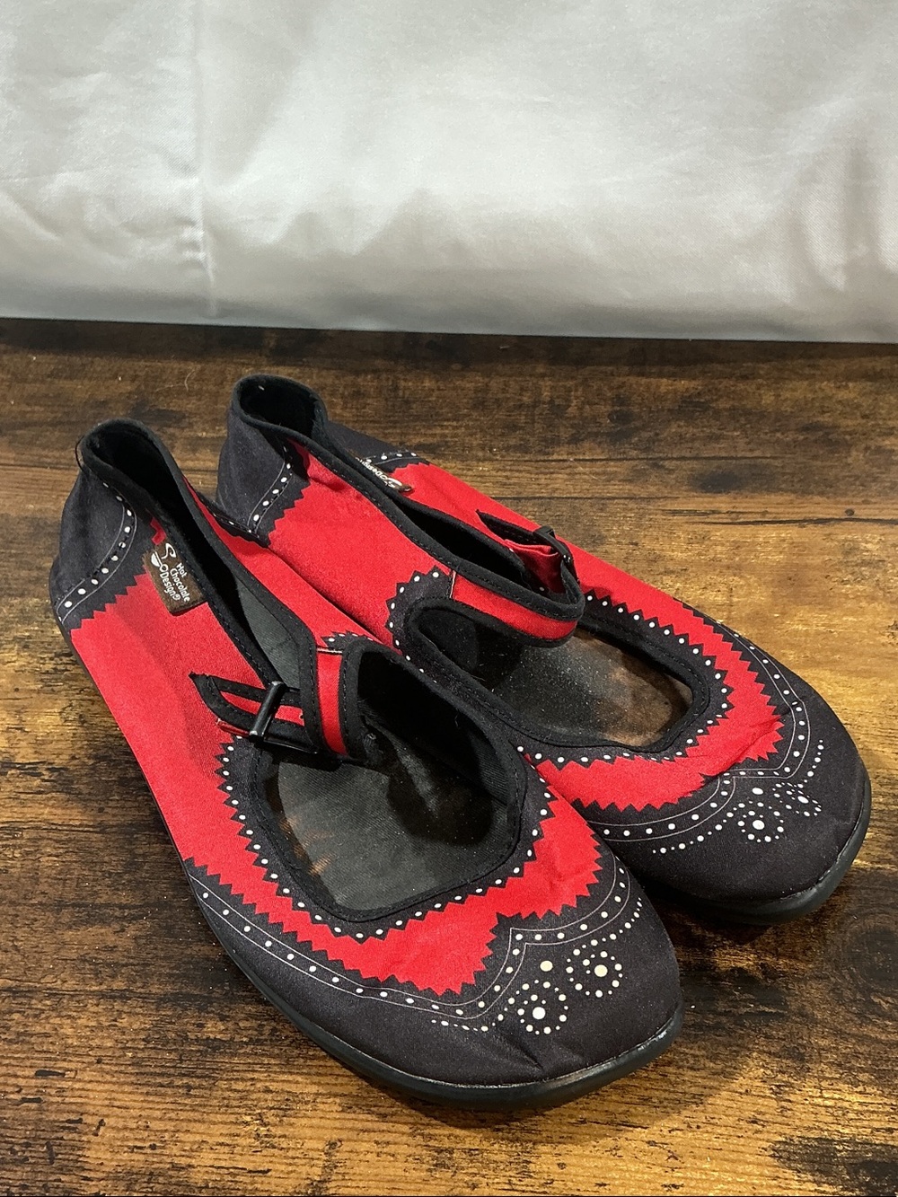 Chocolatics Habana Carmine Red and Black Mary Jane Flats